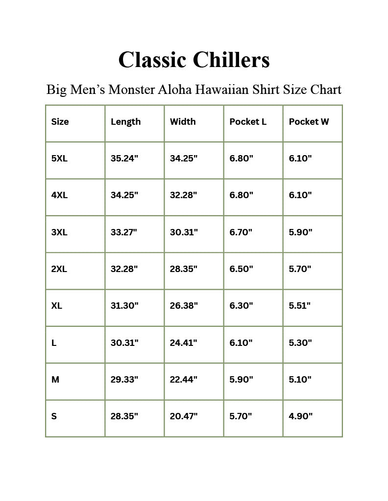 “Dracula” Big Men's Monster Aloha Hawaiian Shirt in Plus Sizes