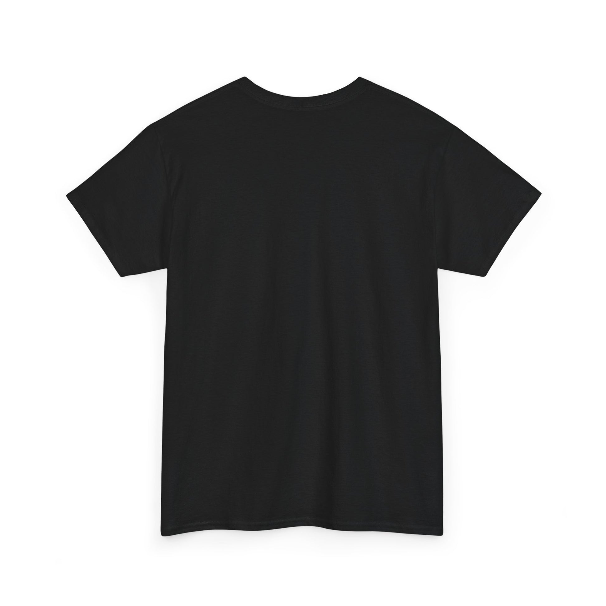 "H.P. Lovecraft" plain black t-shirt; back view; on model.
