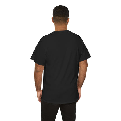 "Vampire Thriller" plain black t-shirt; back view; on model.
